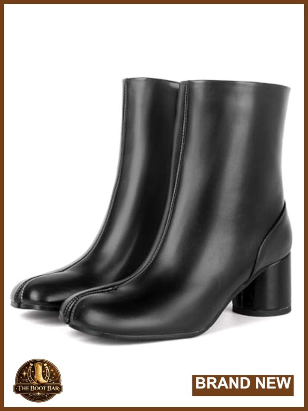Womens Split Toe Ankle Booties Chunky Block Heel Japanese Ninja Shoes Faux